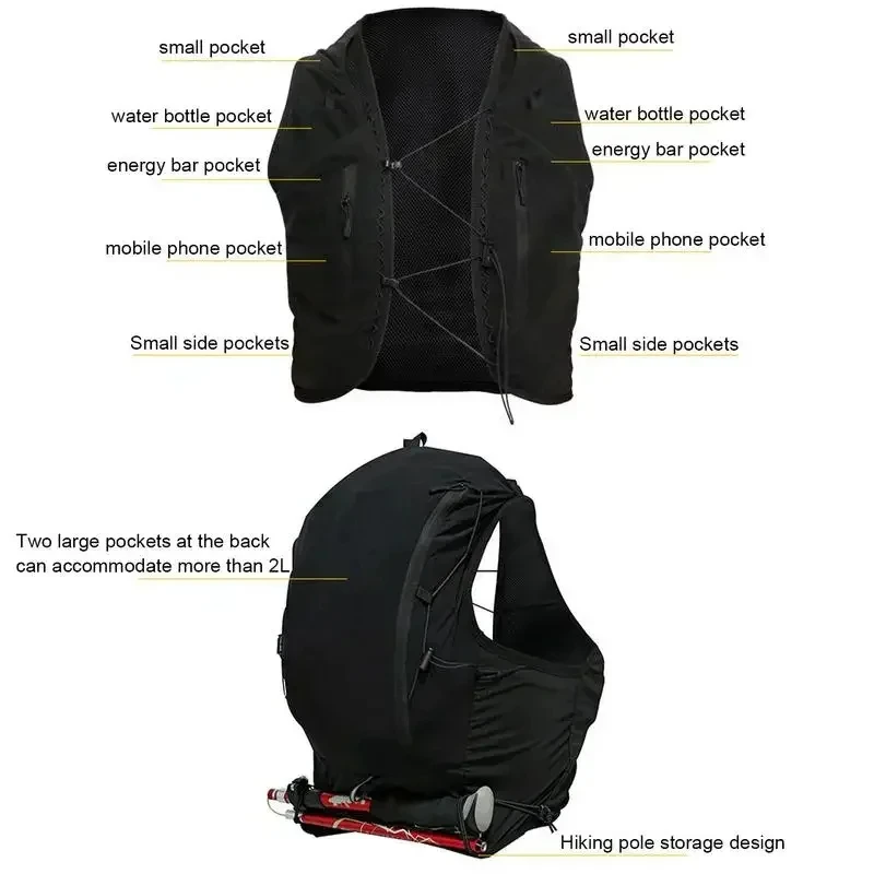 Running Vest Hydration Vest for Outdoor Running Elastic Sealing Outdoor Sports Bag for Cycling Hiking Mens Women Vest Bladder