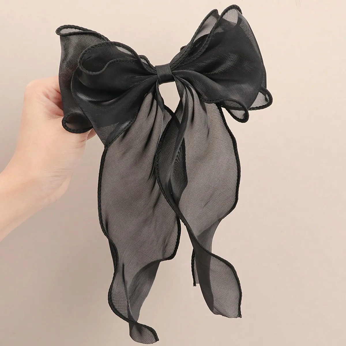 1 Stuks Zwarte Stip Organza Strik Haar Clip Vrouwen Pluizige Lint Hairgrip Franse Hoofdtooi Zoete Leuke Haaraccessoires Haarspelden