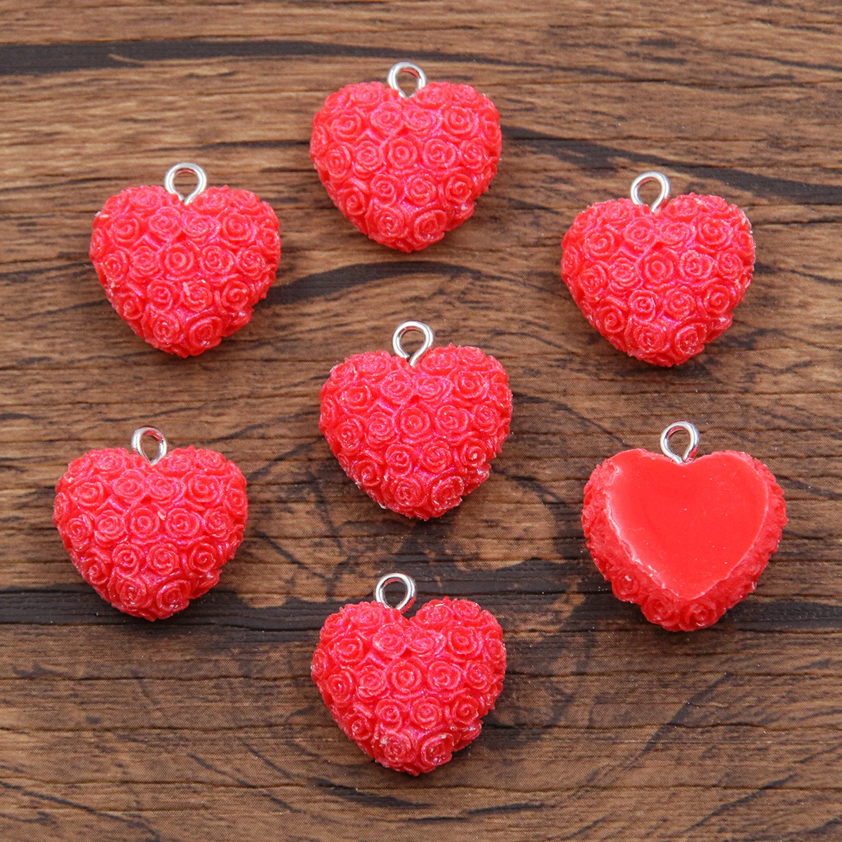 10Pcs 10 Color 17X18mm Geometry Resin Charms Rose Love Pendant Diy Findings 3D Keychain Bracelets Earrings For Jewelry Making