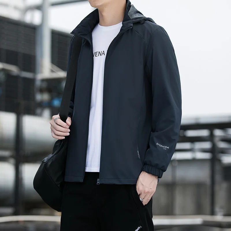 2024 Spring and Autumn Men's Jacket Detachable Hat Tactical Waterproof Bicycle Hooded Coat Casual Outdoor Men's windbreaker