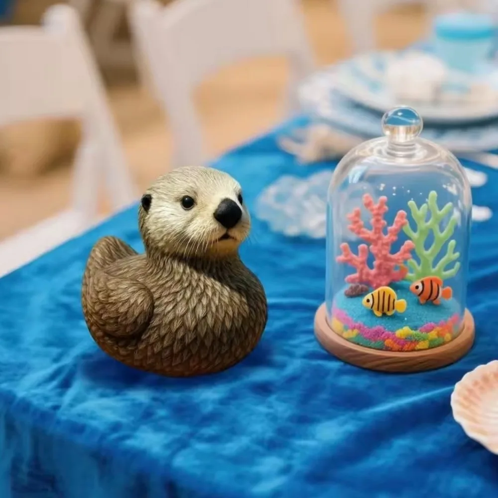 Seal Marine Organisms Statue Devilfish Dolphin Turtle Duck Figure Shark Whale Sea Creature Duck Desktop Ornament