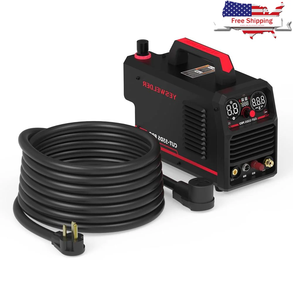 

Плазменный резак с цифровым дисплеем без ВЧ, 55 А, машина для резки пилотной дуги с чистым вырезом, длина шнура 40 футов, безопасная и эффективная работа