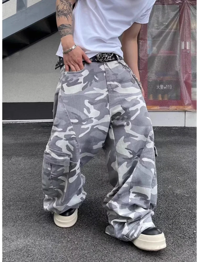 2026 Pantalones Y2K Streetwear Camouflage Baggy Cargo Jeans Pants For Men Clothing Wide Leg Oversize Long Trousers Moda Hombre