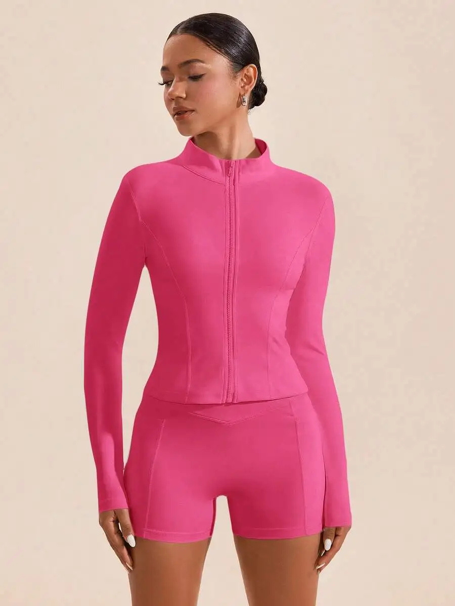 

High Neck Long Sleeve Skinny Sports Set For Women