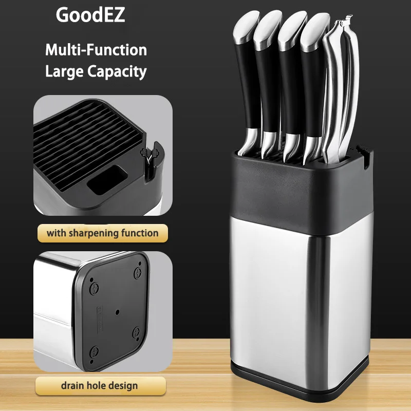 

GoodEZ Universal Knife Block Stand Shelf Stainless Steel Knife Holder Stand Organizer For Scissor Kitchen Knife Organizer Rack