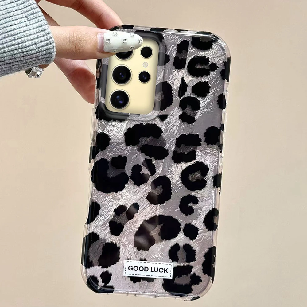 Retro Schwarzes Leopardenmuster Handyhülle für Samsung Galaxy S25 S24 S23 S22 S21 S20 FE Plus Ultra Schale TPU Cover