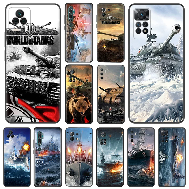 Soft Case for Redmi Note 11 11S 10 Lite 10S 12 12s Note11 Pro 5G 9 9T 8 8T 7 9S World Of Tanks Warships Black Phone Cases Cover