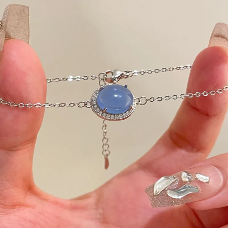 PANJBJ – Bracelet en argent Sterling 925 pour femmes, cristal bleu, Zircon, minimaliste, décontracté, tempérament polyvalent, bijoux cadeau, livraison directe