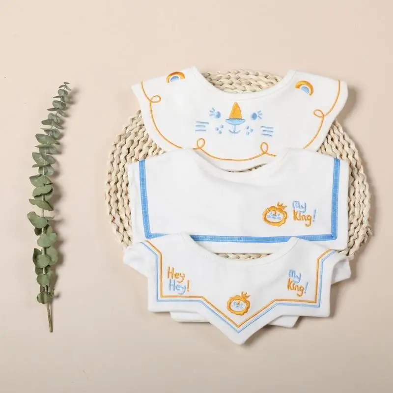 95AE 3 PCS 360 ° xoay bé ăn Bibs Bibs thêu nước bọt