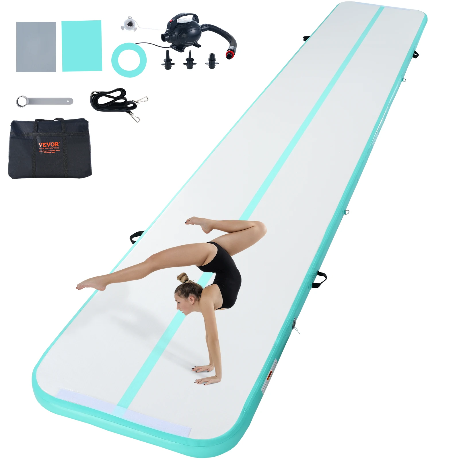 VEVOR Gymnastics Air Mat 4 inch Thickness Inflatable Gymnastics Tumbling Mat Tumble Track with Electric Pump, Training Mats