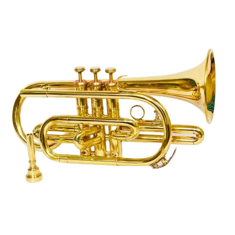 

Brass Cornet B Flat Profesional Bugle Trumpet Musical Instrument in hard Carry Case