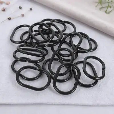20Pcs Shower Curtain Hooks Rings Black Plastic Detachable Curtain Hanging Accessories for Bathroom Shower Drapery Rods Rust