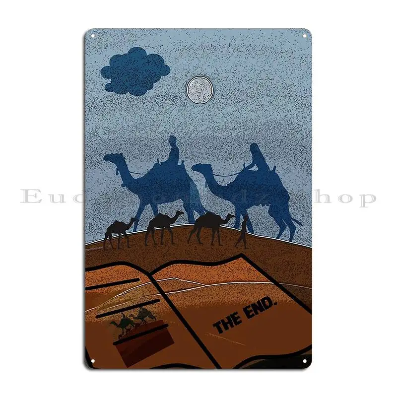 Silk Road The Camel Caravan Crossing The Desert Wall Art Decoration Living Room And Office Metal Sign Vintage Iron