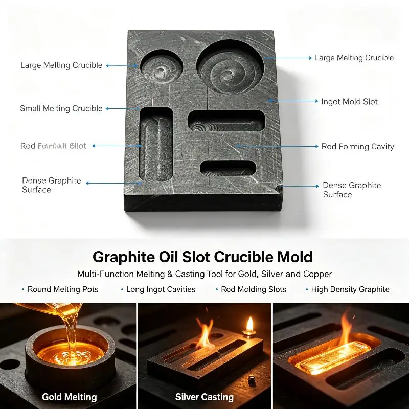 1Pcs High Temperature Resistant Crucible Mould Melting Ingot Mold For Melting Casting Refining Gold Silver Making Tool
