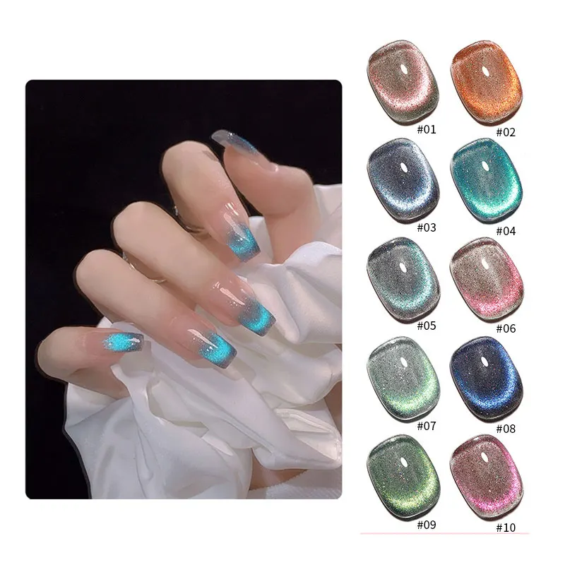 

10ml Cat Magnetic Gel Nail Polish Cat Eye Glitter Semi Permanent Soak Off UV Gel Varnish Manicure For Nail Art