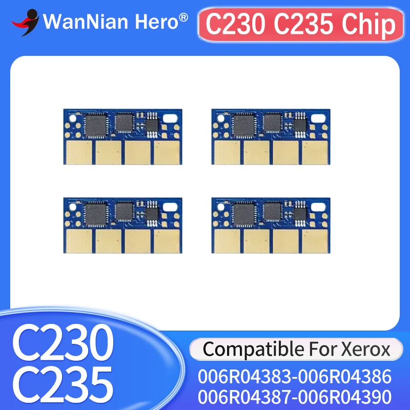 رقاقة خرطوشة الحبر C230 C235 رقاقة متوافقة مع طابعة زيروكس c230 c235 006R04383 84 85 86 006R04387 88 89 90 رقاقة