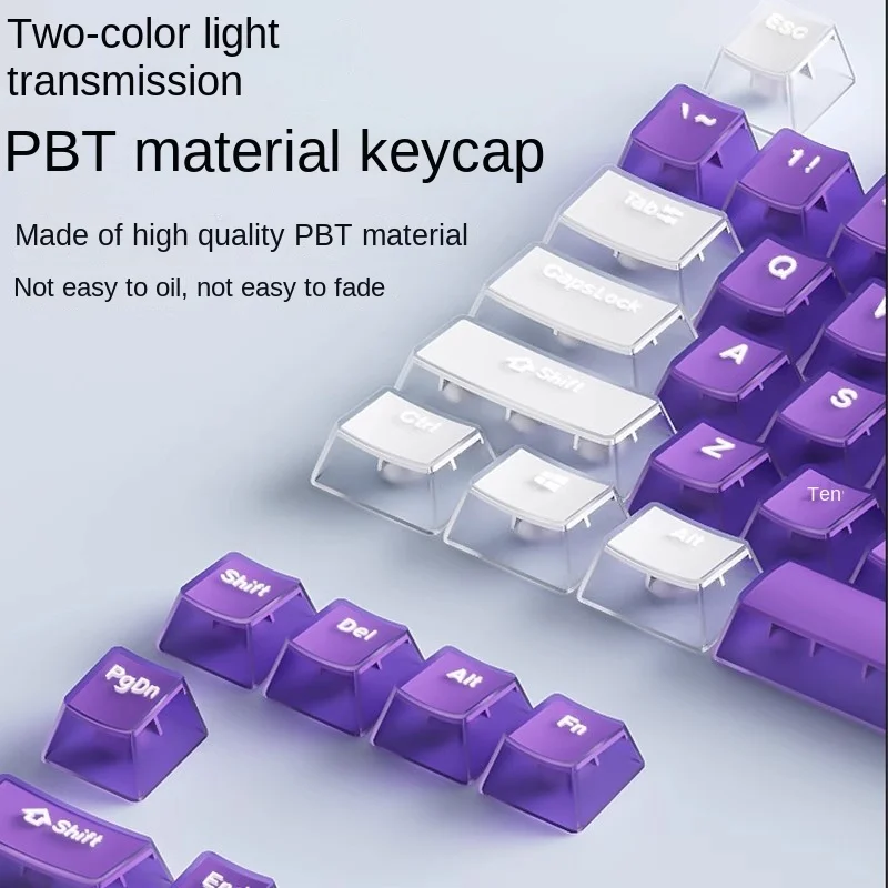 

Crystal Translucent Key Cap Set 114-Key PBT Material OEM Profile Fit 61/68/84/87/98/104/108 Keys Keycaps for Mechanical Keyboard