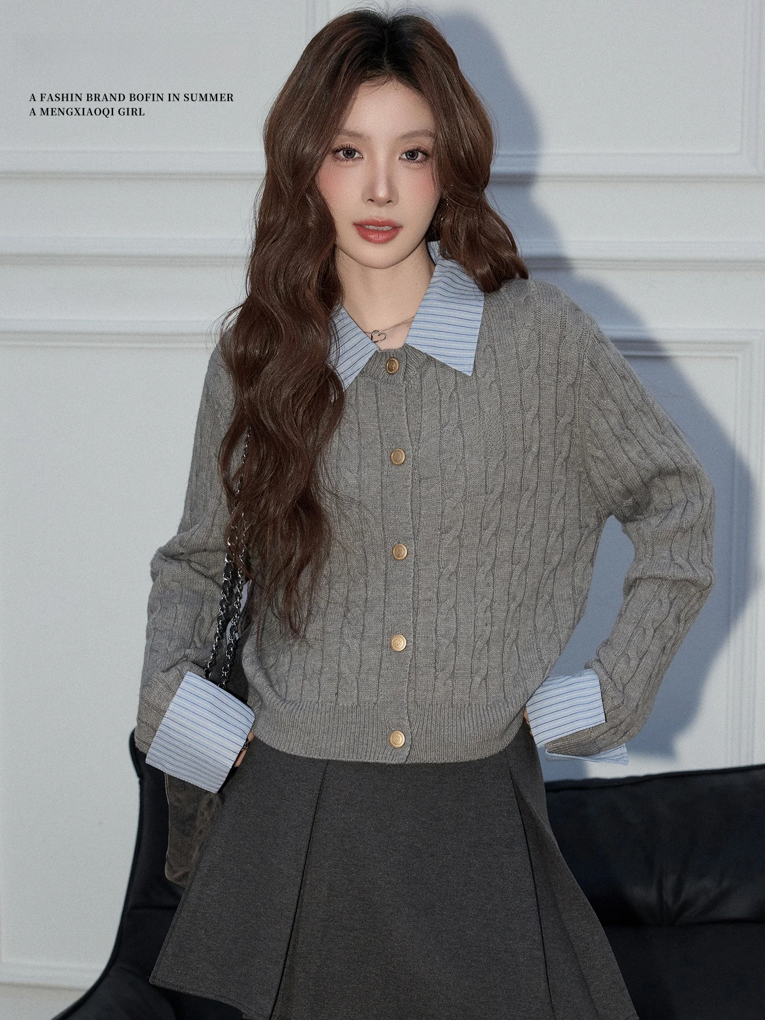 

Женский свитер Meng Xiaoqi в корейском стиле, вязаный, с узором, осенне-зимний, приталенный, с перекрученной вязкой, в студенческом стиле