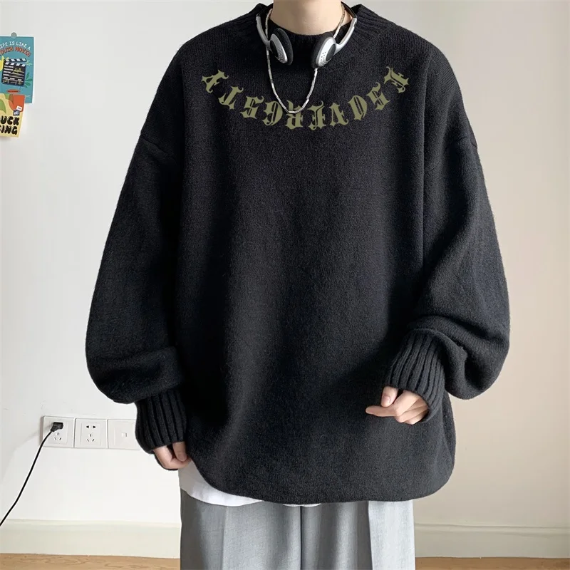 

Youth Male Thicken Fleece Casual Oversized Pullovers Loose Autumn Outwear Couple Outfit Sweatshirts Male Hommo New Sweaters