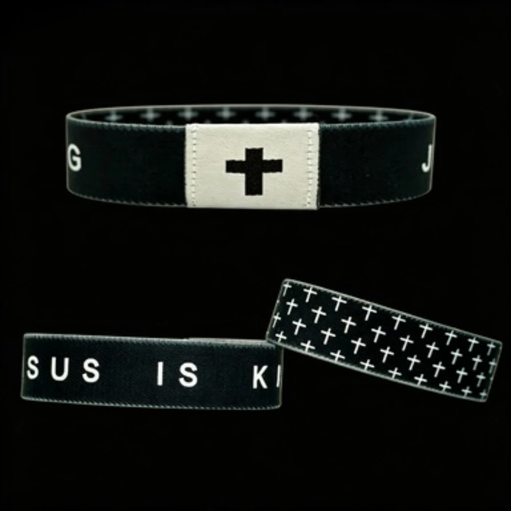 Cross Wearable Bible Bracelet with NFC Daily Bible Verse Bracelet Wristbands for Women Men Teens Elastic Inspirational Bracelets