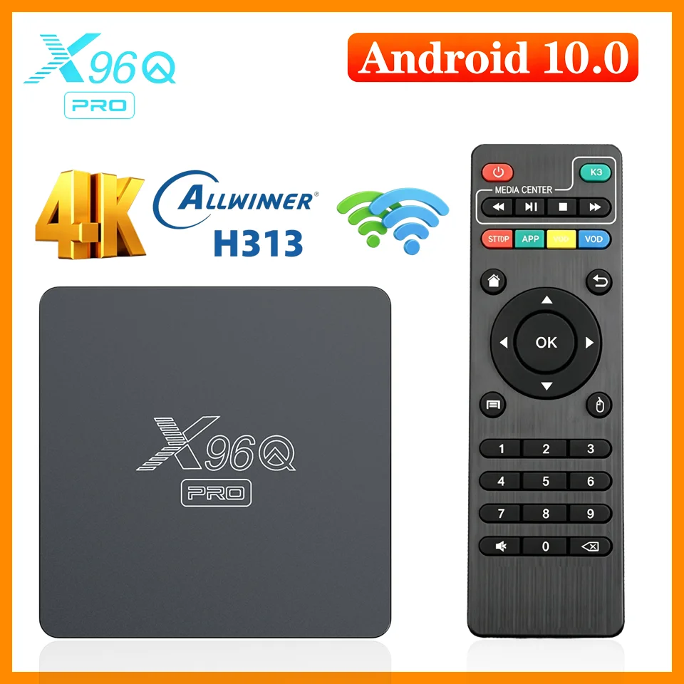 X96Q PRO Android 10 TV Box Allwinner H313 2.4G WiFi 100M LAN 4K UHD HDR Decoding 2GB+16GB Optional Smart Streaming Media Player