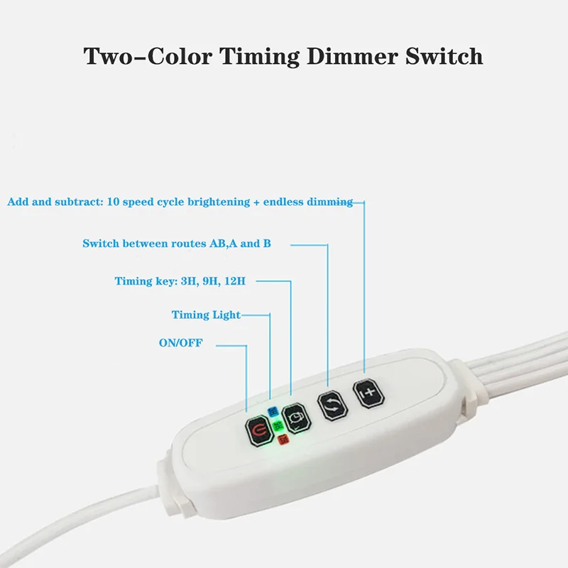 1/5PCS 1.8M USB LED Timer Dimming  Switch Controller Settings 3H 6H 9H Cable, Dual Color Dimmer for Plant Grow Light LED Strip