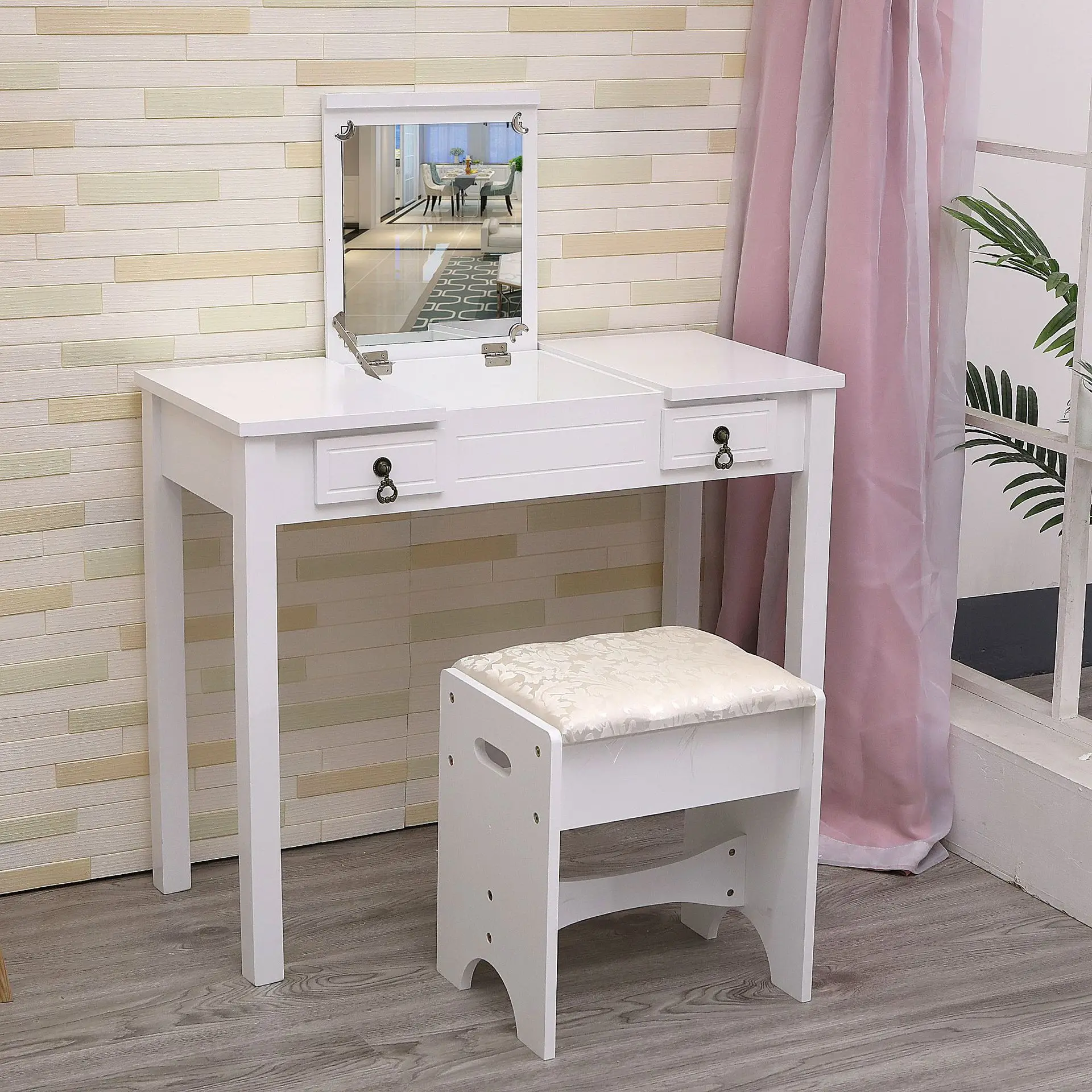 

Wholesale of modern minimalist dressing tables in factories, with wind flip covers light luxury dressing tables