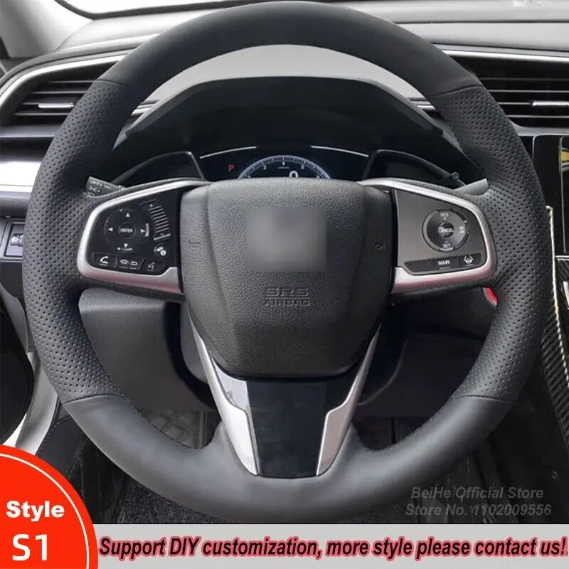 

For Honda Civic 10 X CR-V CRV Clarity DIY Suede Car Steering Wheel Cover Wrap S1