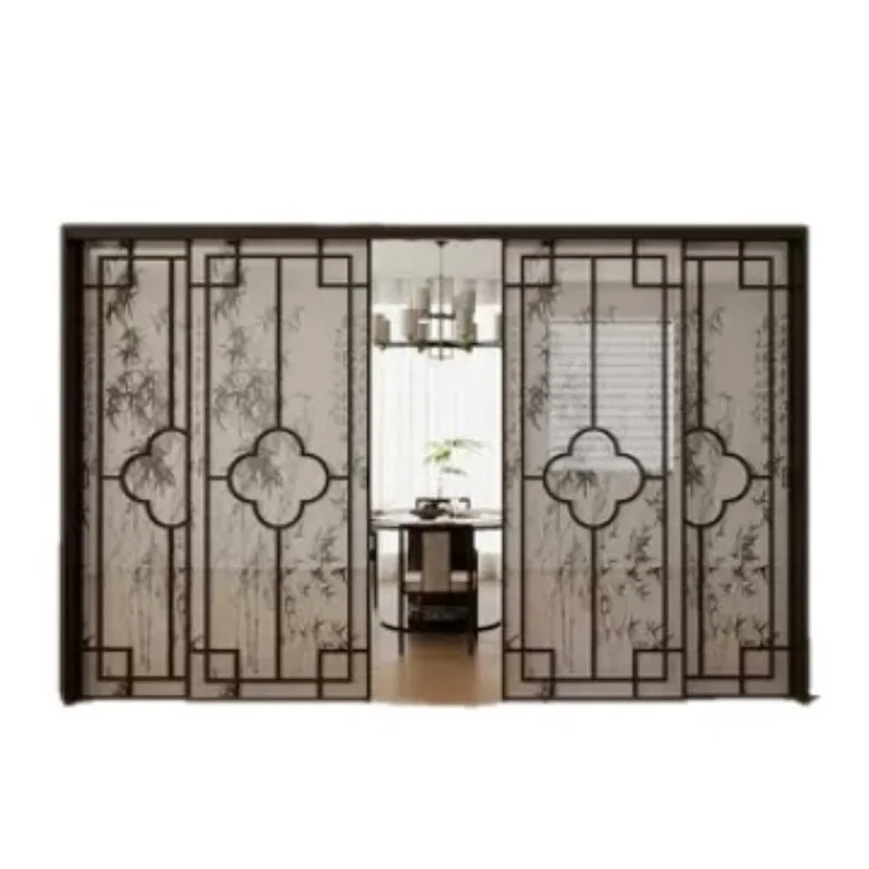 Balcony living room three linkage sliding door bathroom glass screen partition door hanging rail sliding door