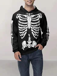 Men's Hooded Hoodies 3D Prints Skeleton Graphic Sweatshirt Drawstring Sportwear Long Sleeve Tops Street Pullover Men's Clothing