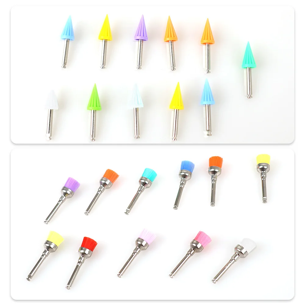 100pcs/box Dental Prophy Brushes Polishing Polisher Disposable Latch type Mixed color Plat Nylon Bristle Brush Dentistry Tools