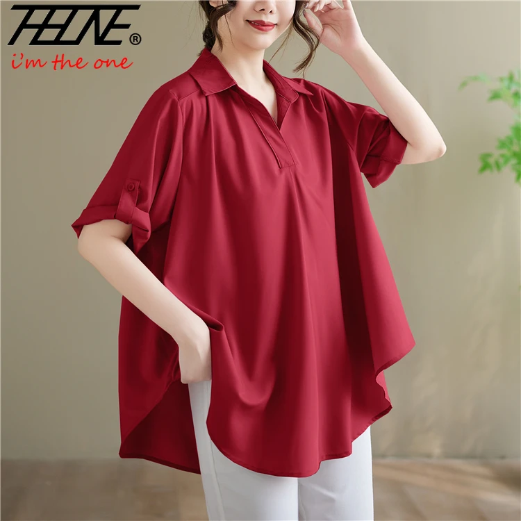 

THHONE Summer Women Shirts Solid irregula Blusa Mujer Camisas Casual Fashion Loose Korean Women's Clothes Shirt Blouse Oversized