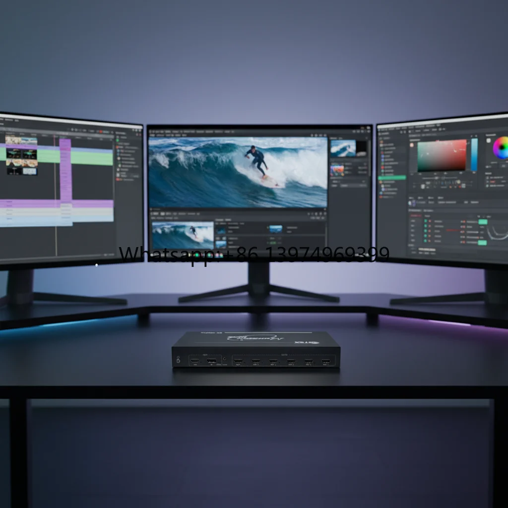 8K Multi-Screen Processor: 1xHDMI 2.1 DP 1.4 Input, 6x4K Outputs, Point-to-Point Splicing  Ideal for Exhibition/VR/Curved Cinema