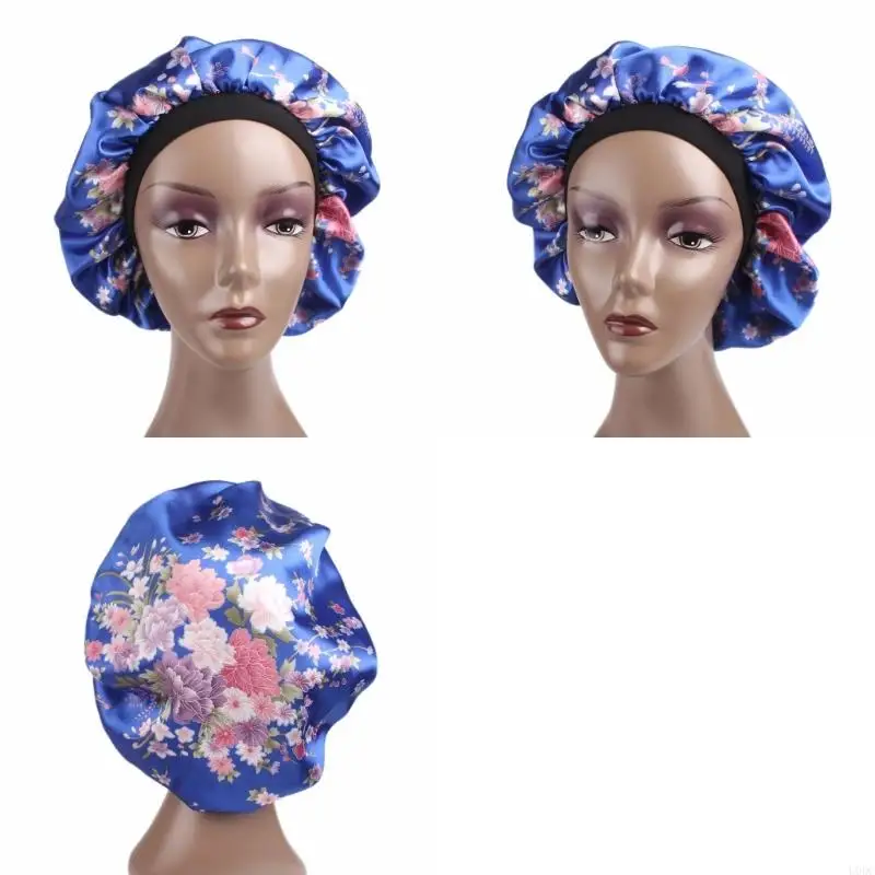 Hair Sleep Bonnet with Wide Band, Smooth Glossy Night Cap for Home Travel Bedtime Hair Care Routine Daily Soft Use Y166
