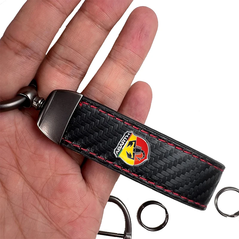 Car Trinket Keyring PU Leather Keychain DIY Bag Key Chain Holder Key for Abarth 695 595 500 Competizione 124 Spider PUNTO