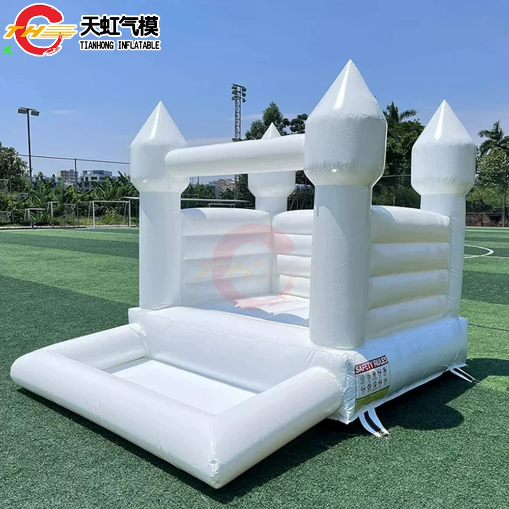 

10*8*8ft White Inflatable Bouncer with Ball Pool White Bounce House PVC 3x2.5m Jump Castle with Blower & Ball Pit for Kids