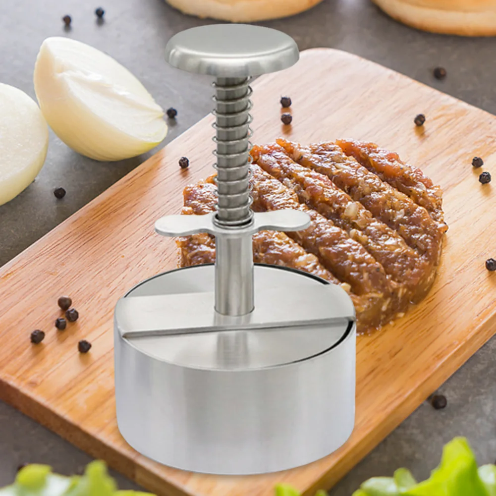 Round Manual Hamburger Patty Maker Press 304 Stainless Steel Non-Stick Round Manual Rice Ball Mold Kitchen Beef BBQ Accessories