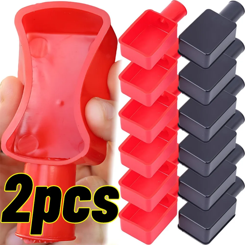 Car Battery Pole Positive and Negative Protection Cover Soft Plastic Flexible Battery Terminal Insulator Protective 1Pair