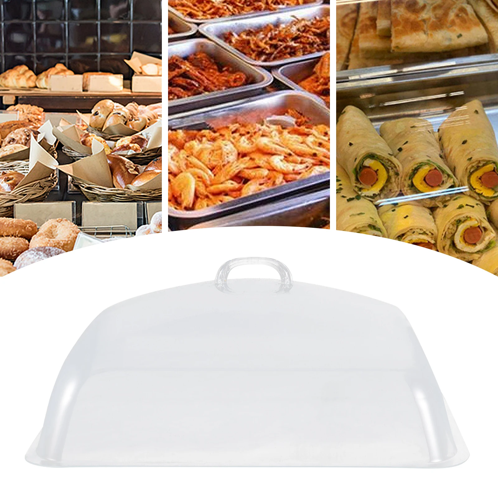 

Transparent Bread Lid 42x33 Food Cover Dust proof Snack Protective PVC Cake Tray Hygienic Practical Household Dome Cover