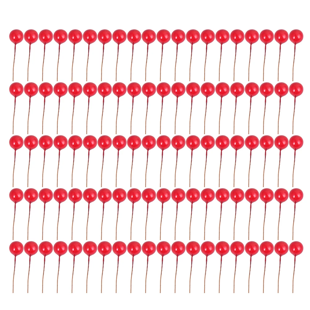 

200pcs Picks Christmas Decorations Red Fake Berries Simulation Fruits Home Party Simulation Red Ball Wedding Accessories