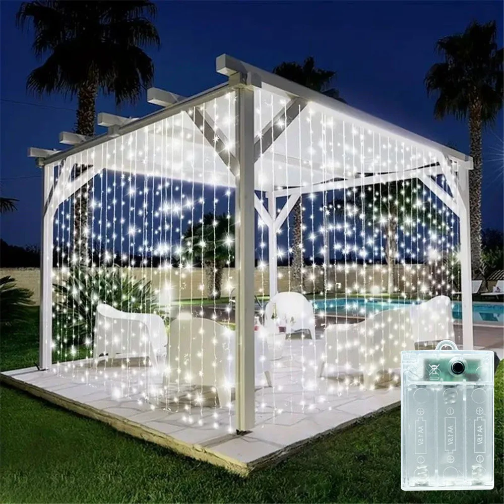 Battery Box Fairy Curtain Lights 8 Modes for Holiday Decoration Bedroom Wedding Garden Party Window Decor Birthday Gifts