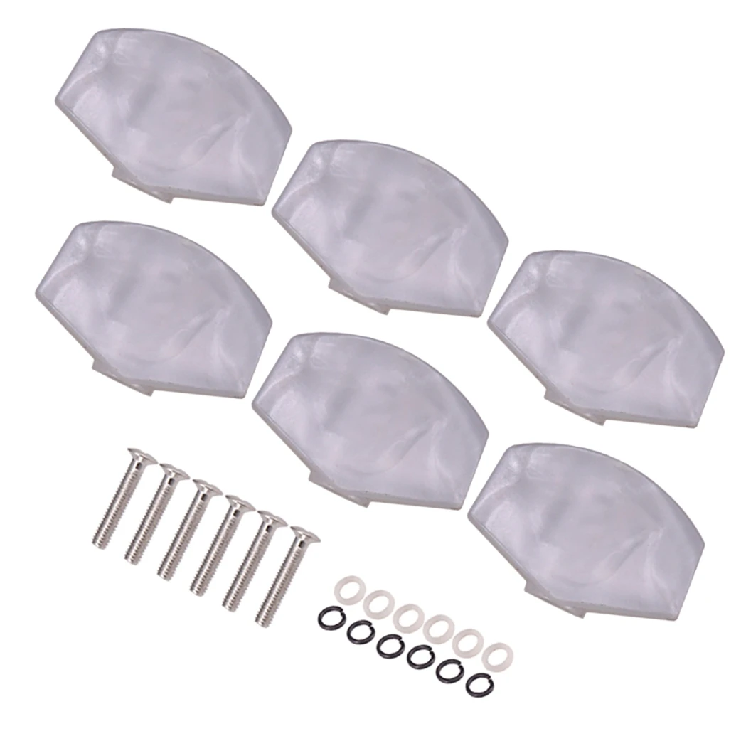 

N17R 6 Pcs Guitar Tuners Machine Buttons White Pearl Tuning Key Square Buttons Handle Caps