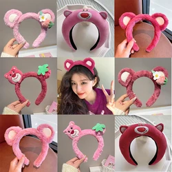 Disney-Bandeau en peluche avec oreilles de Lotso pour femme, bandeaux mignons pour cheveux Toy Story, bande de sauna Kawaii, serre-tête de souris, cadeau de fête cosplay pour enfant, accessoires pour cheveux pour fille