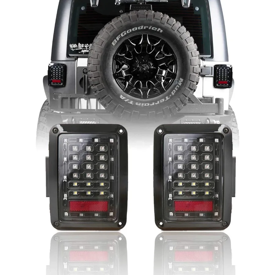 

Clear LED Tail Light Assembly with Brake Light and Turn Signal for Jeep JK Wrangler Unlimited 20072018 Enhanced Visibility and