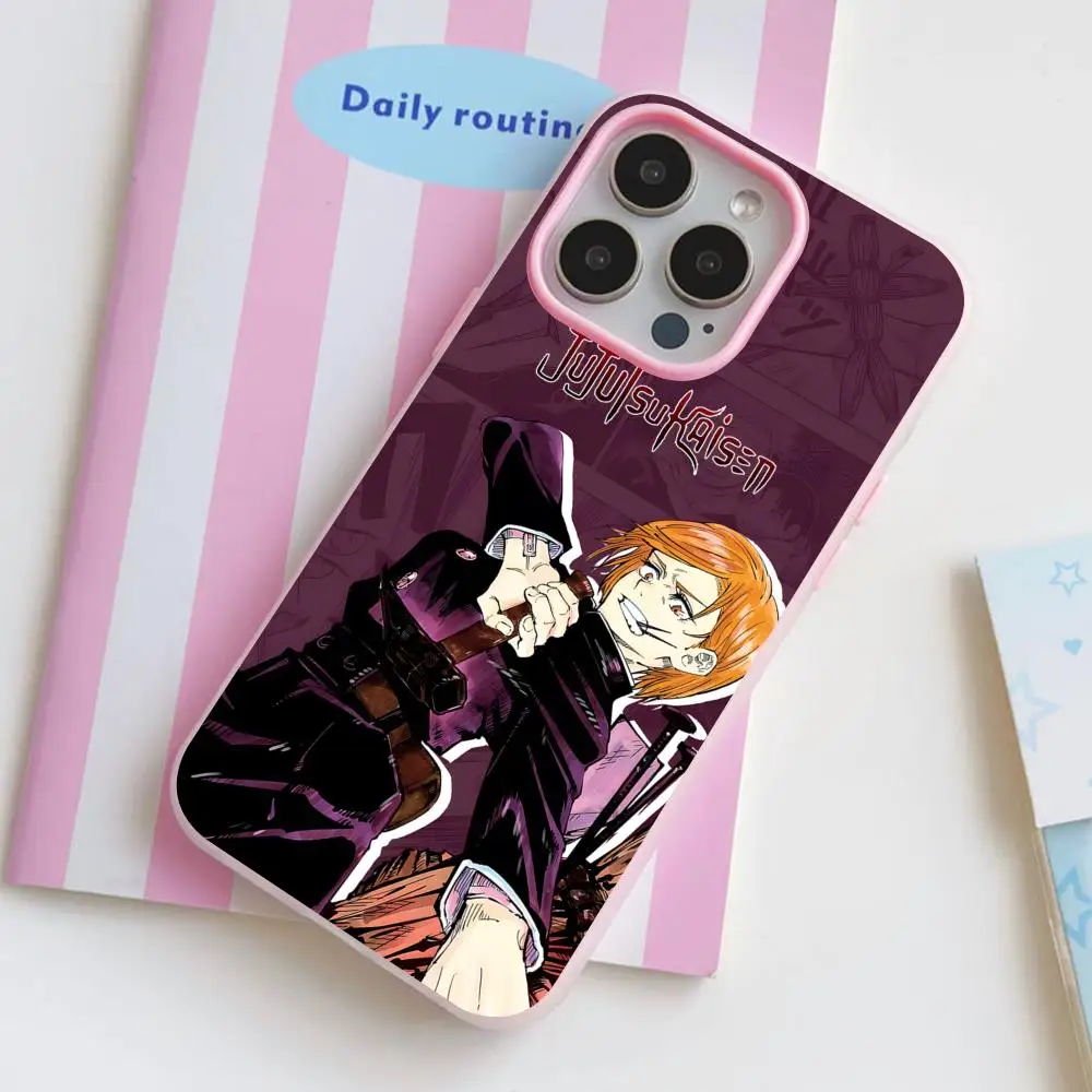

JJK Nobara Phone Case for iPhone 17 16 15 14 13 12 11 Air Pro Max Plus Jelly Double layer Pink Cover