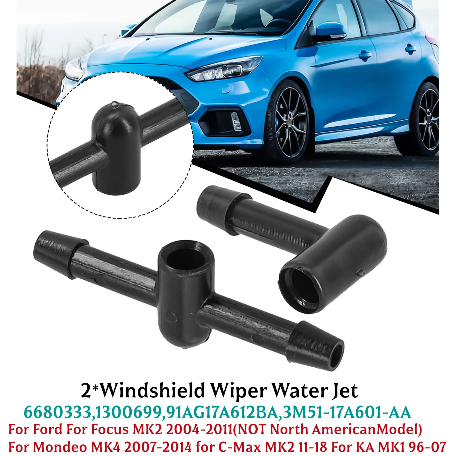 

Direct Replacement Windscreen Washer Connector Hose Jet for Ford Focus For Mondeo For Cmax Efficient Cleaning (2 Pack)