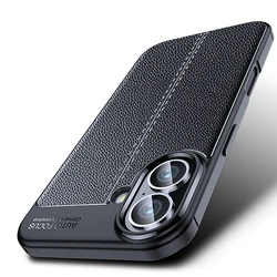 Luxury Business Leather Texture Soft Phone Case For iPhone 16 15 14 13 12 Pro Max 11 X XS XR Shockproof Protective Phone Cover