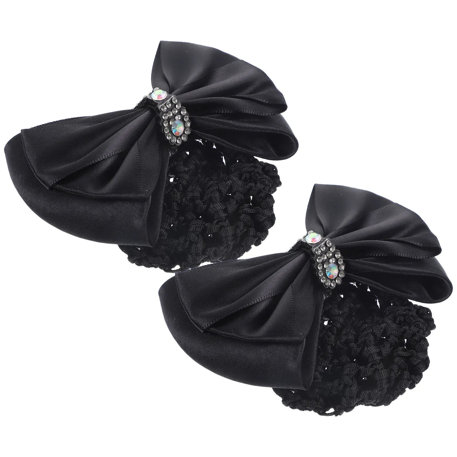 

2Pcs Black Bow Accessories Women Lightweight Bun Cover Scarf Bow Bun Cover Hair Accessories For Women Style Ballet Hair Net