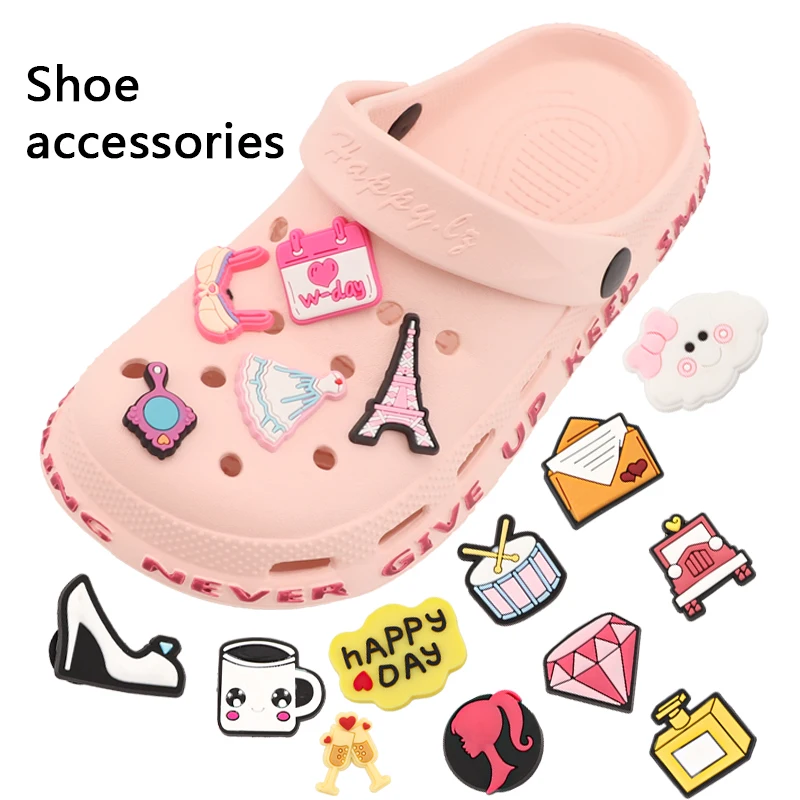 Pink Wedding for Charm Girl Pins Women Garden Sandals Buckle PVC Shoes Accessories Kids Decoration Badge X-mas Gifts 1Pcs