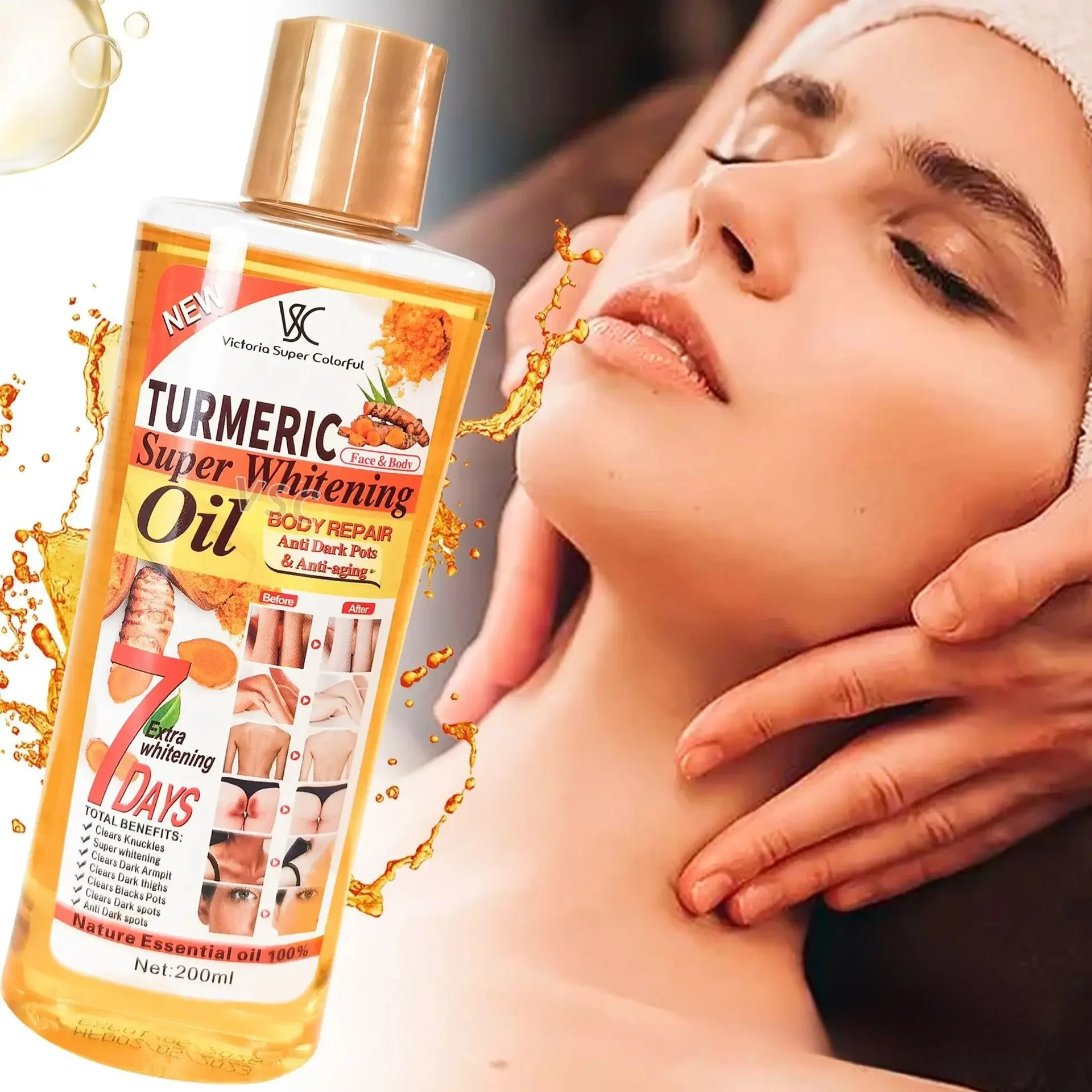 

Turmeric essence oil Facial body skin care massage oil Moisturizing brightening removing dark spots Anti aging Forrest Gum oil